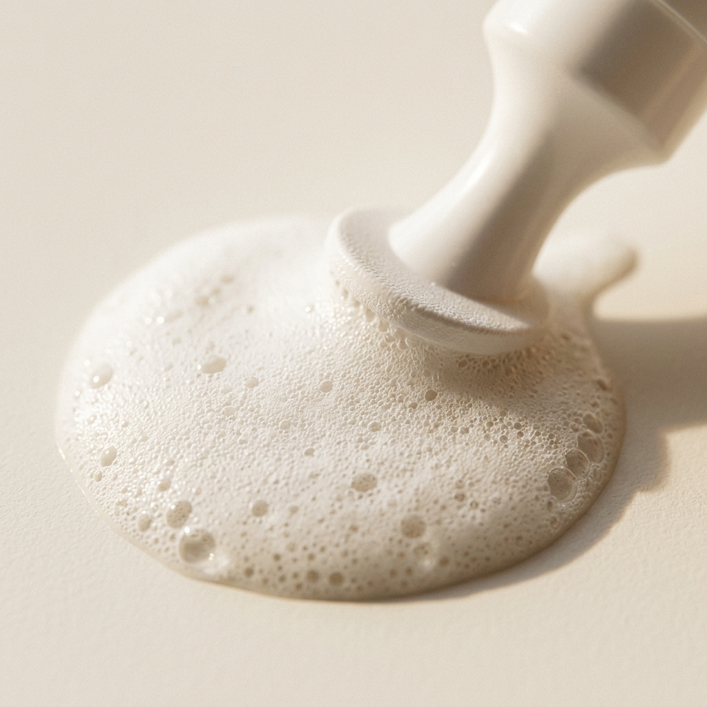 Lèvres entièrement recouvertes de mousse blanche dense