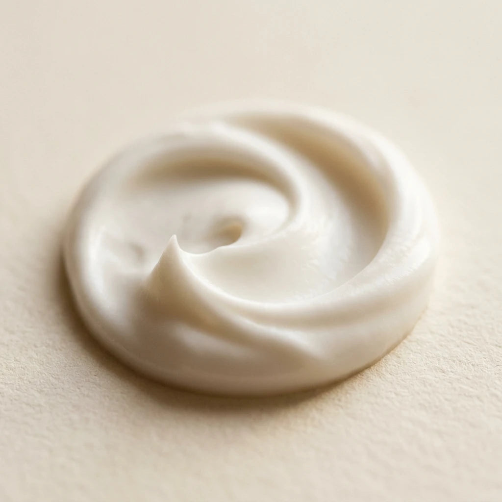 Macro d'une volute crémeuse blanche
